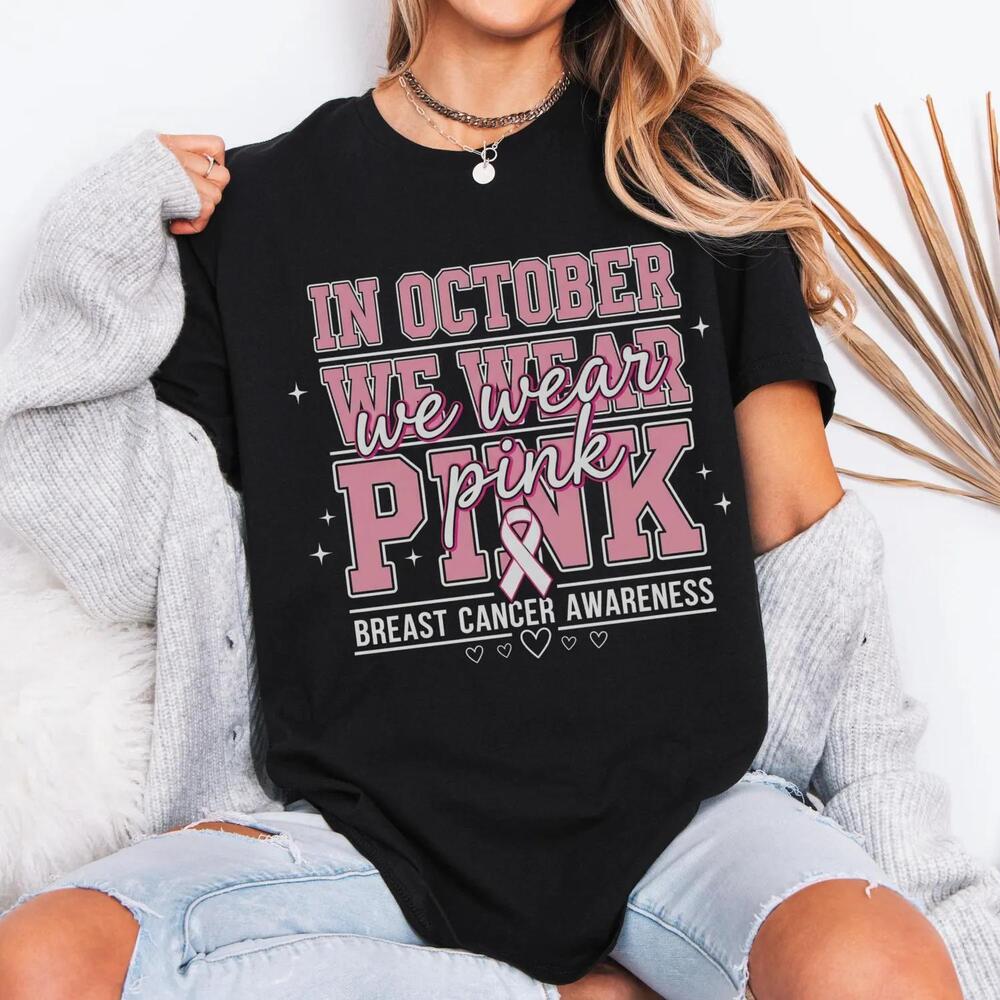 In October We Wear S Shirt,  Awareness Tee, Ribbon Survivor
